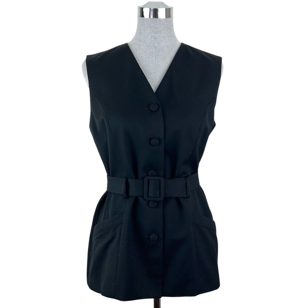 Vintage Ann Taylor 90s Y2K Belted Vest‎ Sleeveless Suiting Size 6